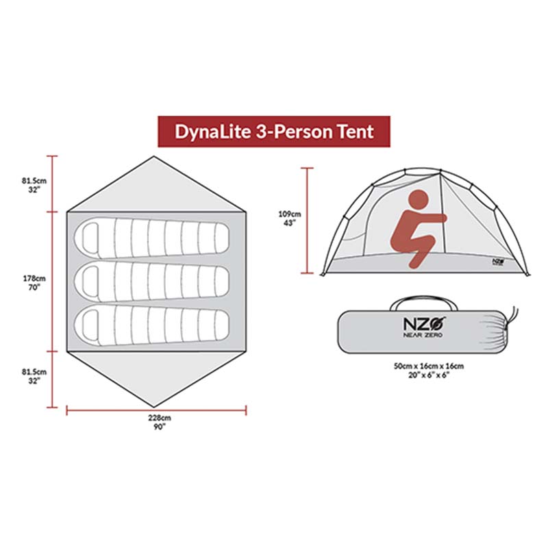 3 person tent size Tent – Near Zero